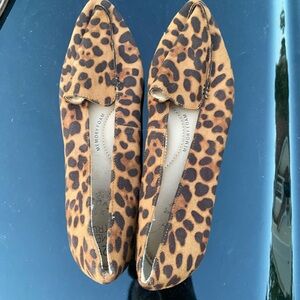 Leopard Print Memory Foam Loafers - Women's Brown Animal Print Flats
